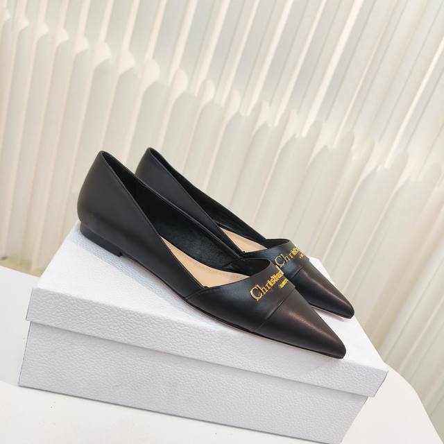 Factory Price Pp Dior 2025 Spring and Summer Pointed Flat Heel Single Shoes The