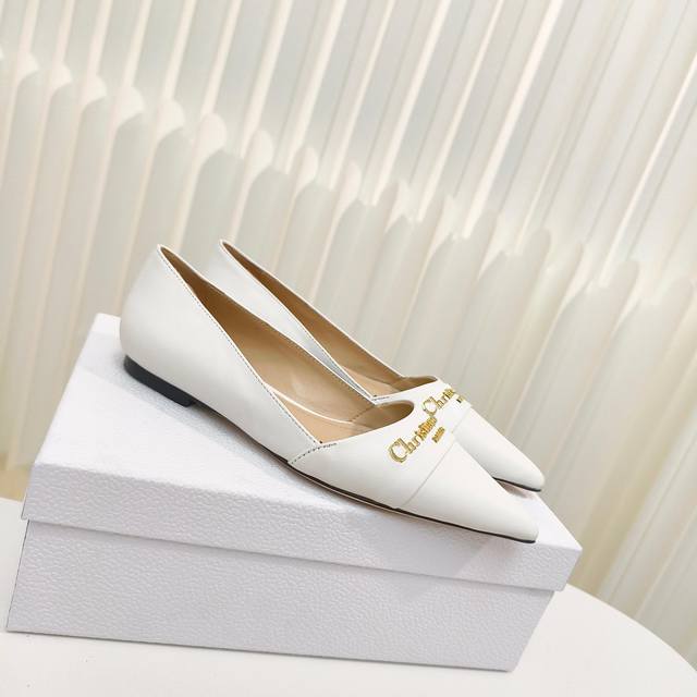 Factory Price Pp Dior 2025 Dior Spring and Summer Pointed Flat Heel Single Shoe
