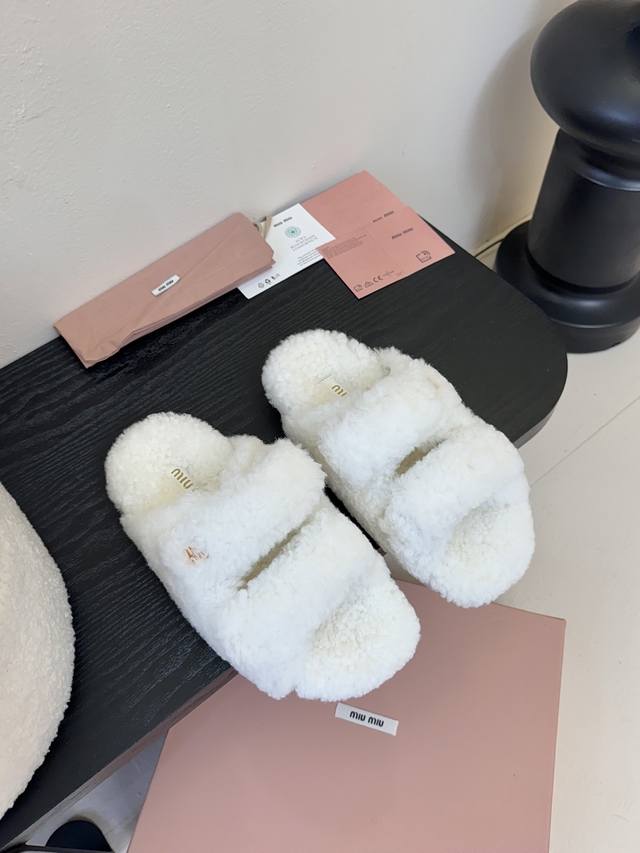 Miumiu Miu Miu's latest hot style fur slippers Original mold last, ultimate 1:1