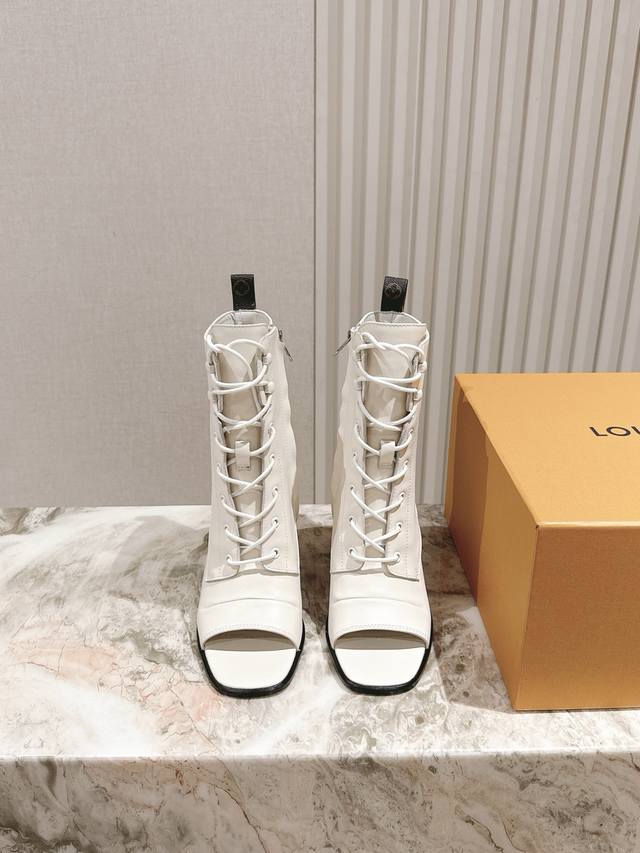 Lace-up fish-mouth boots Lv Louis Vuitton counter's latest 2025 lace-up fish-mo