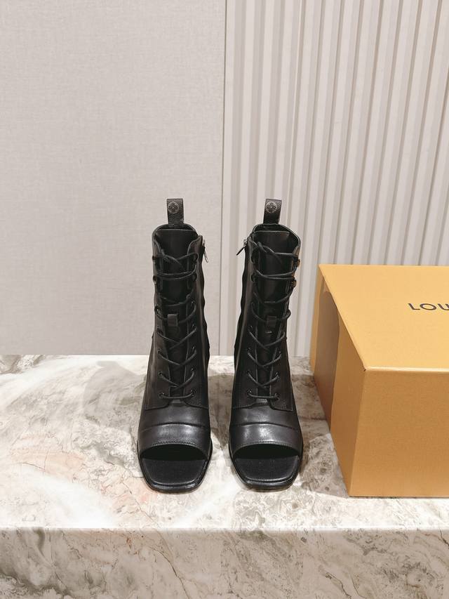 Lace-up fish-mouth boots Lv Louis Vuitton counter's latest 2025 lace-up fish-mo