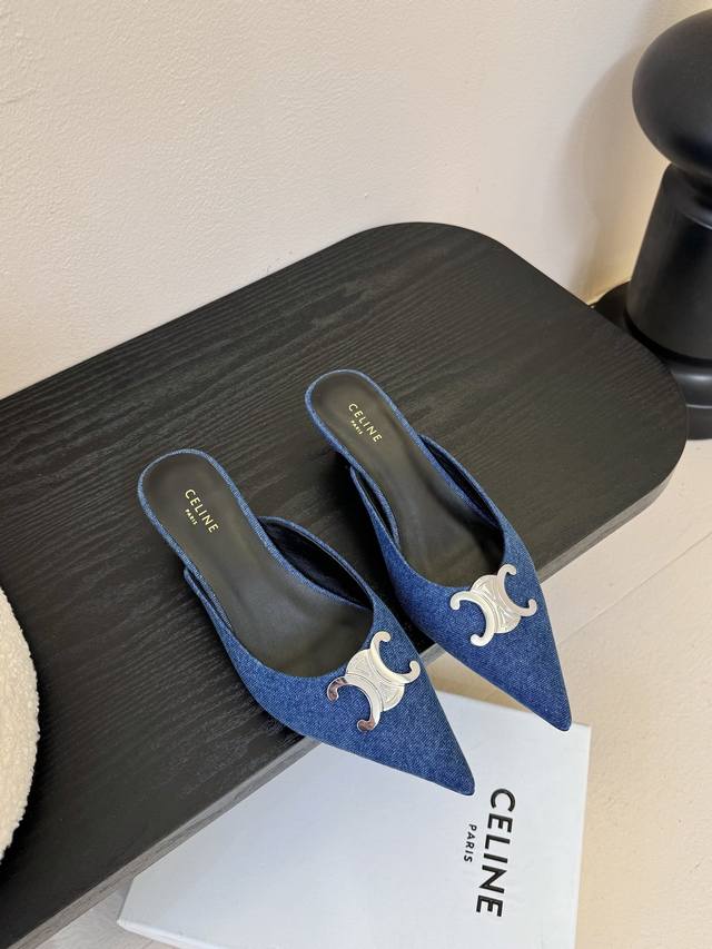 Celin*Classic retro pointed toe slippers Celin's series is really retro Unbeatab