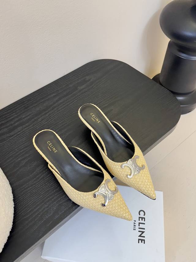Celin*Classic retro pointed toe slippers Celin's series is really retro Unbeatab