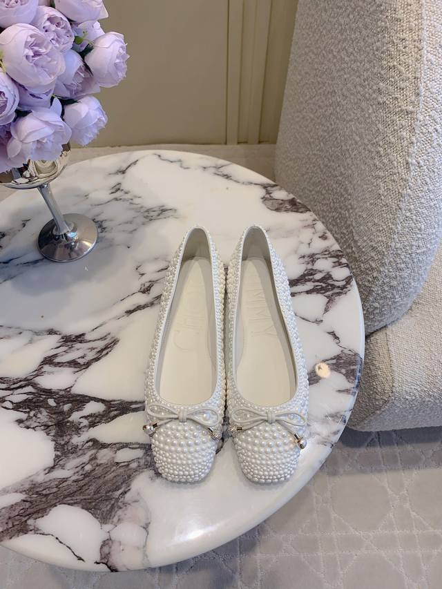 factory price P Jimmy Cho* new bow pearl thick heel single shoes, super heavy pe