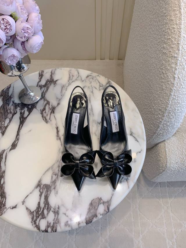 factory price P Jimmy Cho* new bow flower high heels handmade calfskin bow creat