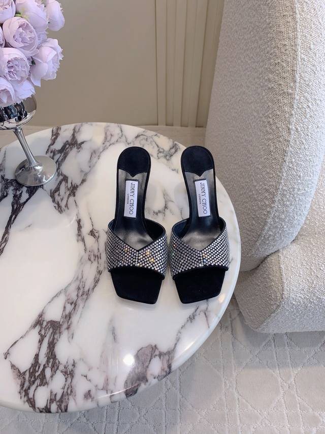 Sequins and rhinestones Jimmy Cho* new high-heeled sandals with simple design,