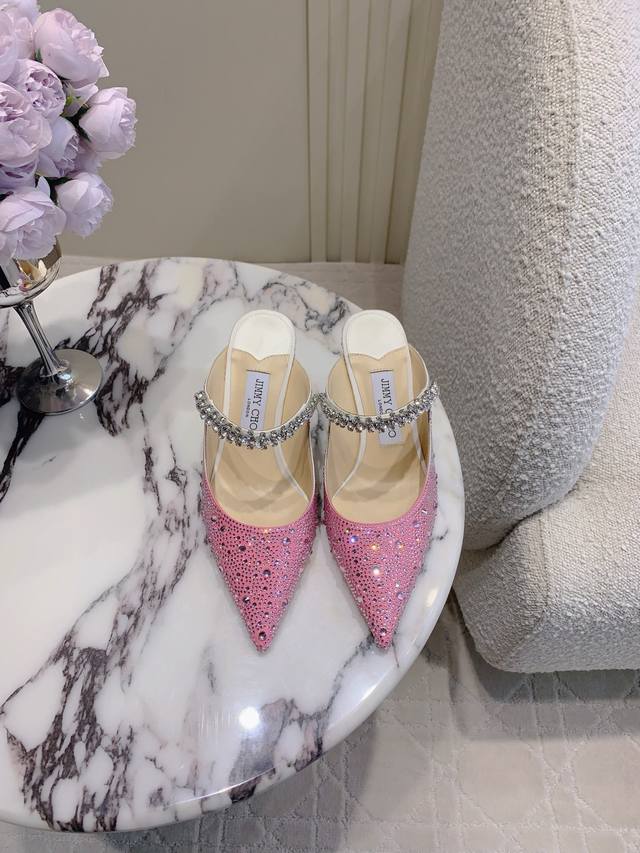factory price P Jimmy Cho* new rhinestone mule high heels wear the stars on your