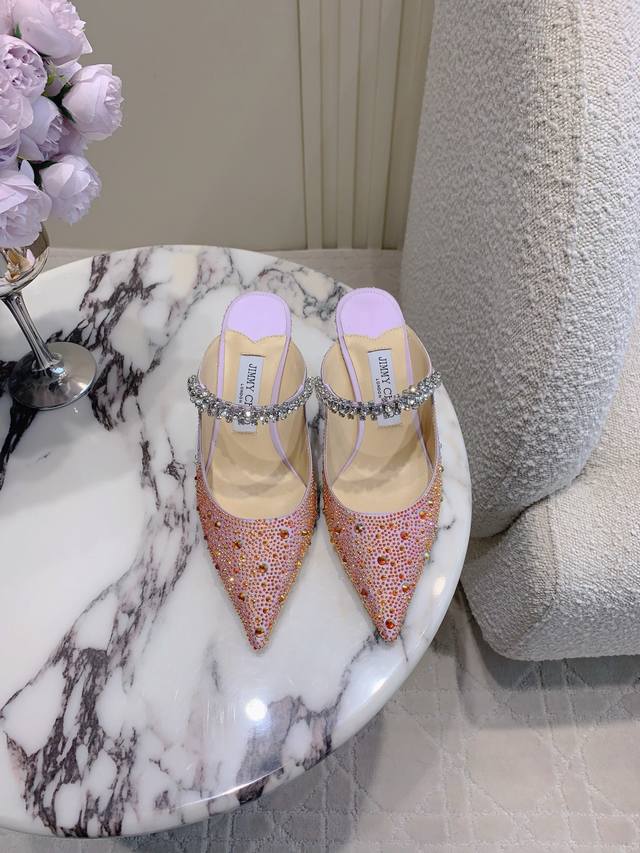 factory price P Jimmy Cho* new rhinestone mule high heels wear the stars on your