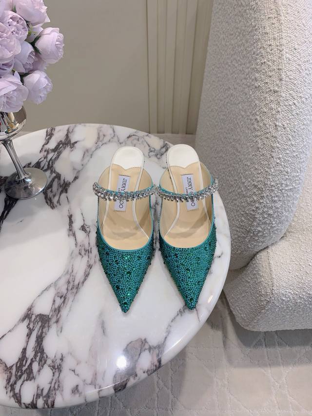 factory price P Jimmy Cho* new rhinestone mule high heels wear the stars on your