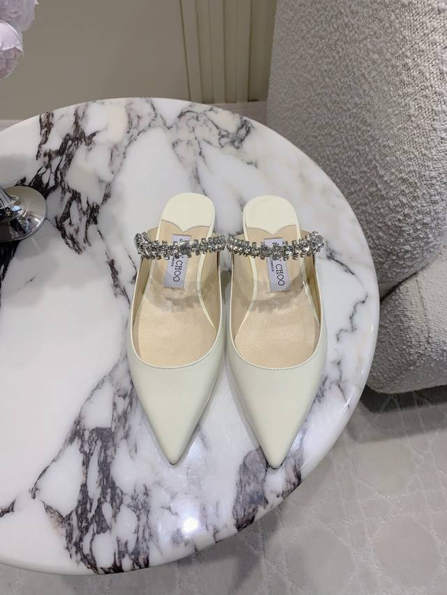 factory price P Jimmy Cho*classic rhinestone mule high-heeled half-slippers. Sup