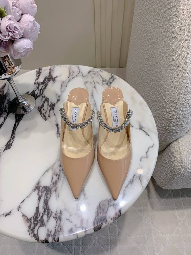 factory price P Jimmy Cho*classic rhinestone mule high-heeled half-slippers, sup