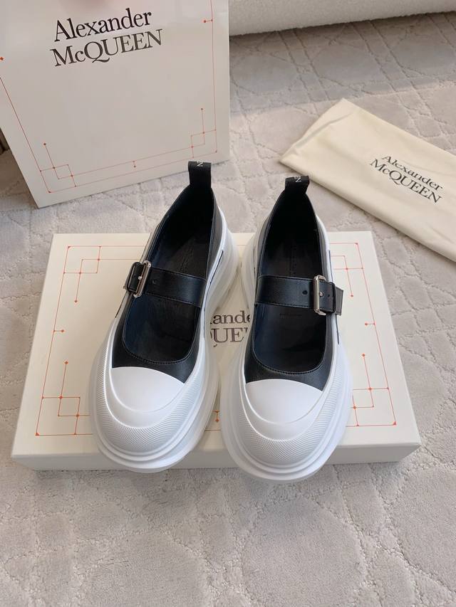 Factory price P Top version Alexander Mcquee* New thick-soled Mary Jane shoes T