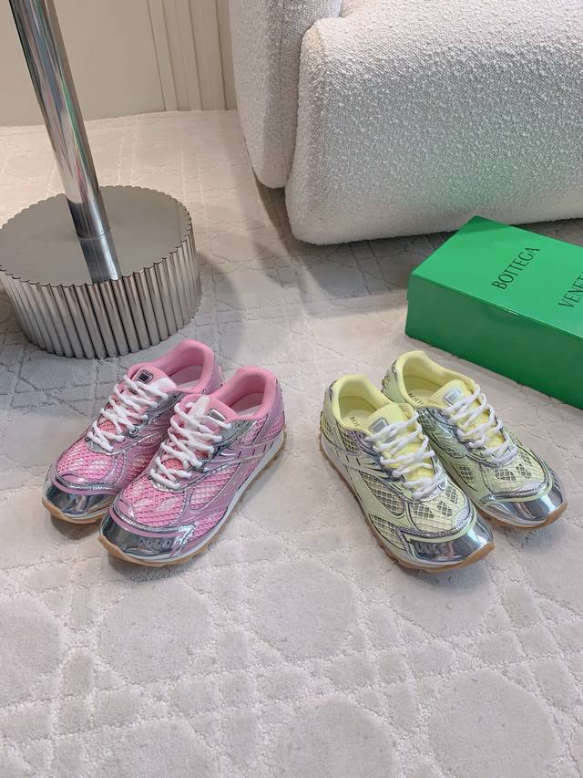Women's and Men's Bottega Venet's newest Orbit mesh sneakers are available in th