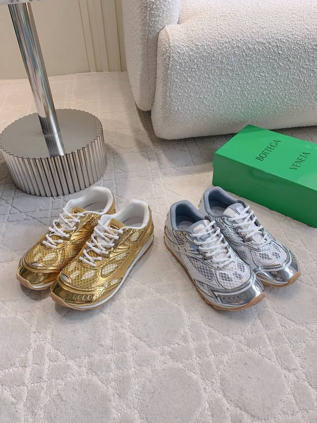 Women's and Men's Bottega Venet's newest Orbit mesh sneakers are available in th