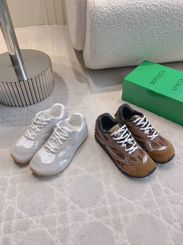 Women's and Men's Bottega Venet's newest Orbit mesh sneakers are available in th