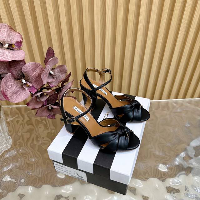 Aquazzura 2025 new waterproof platform silk steel bead sandals, top version DDD.