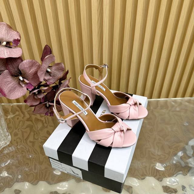 Aquazzura 2025 new waterproof platform silk steel bead sandals, top version DDD.