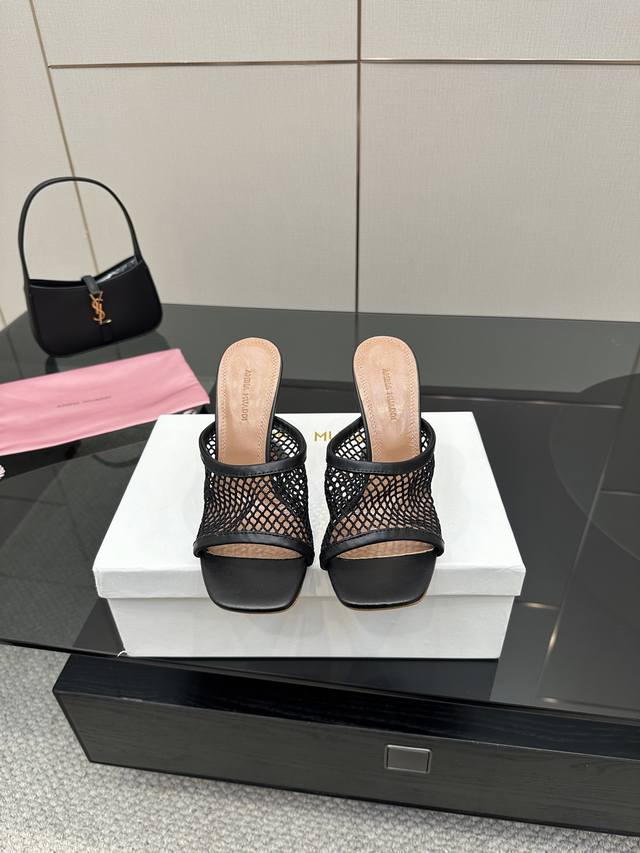 Top version mesh surface diamond surface 260 Amina Muaddi sparkling diamond bea