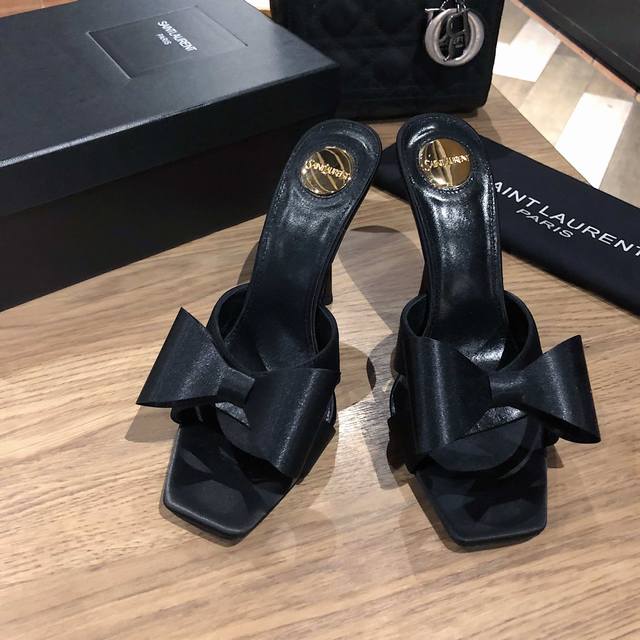 Ysl Saint Laurent* Summer new bow elegant high-heeled sandals 25Ss new bow high-