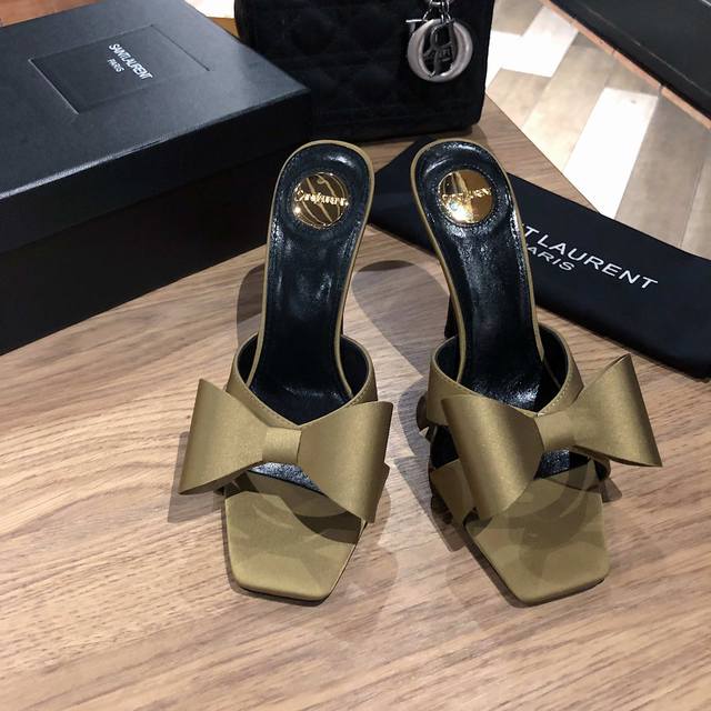 Ysl Saint Laurent* Summer new bow elegant high-heeled sandals 25Ss new bow high-