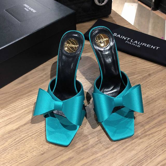 Ysl Saint Laurent* Summer new bow elegant high-heeled sandals 25Ss new bow high-