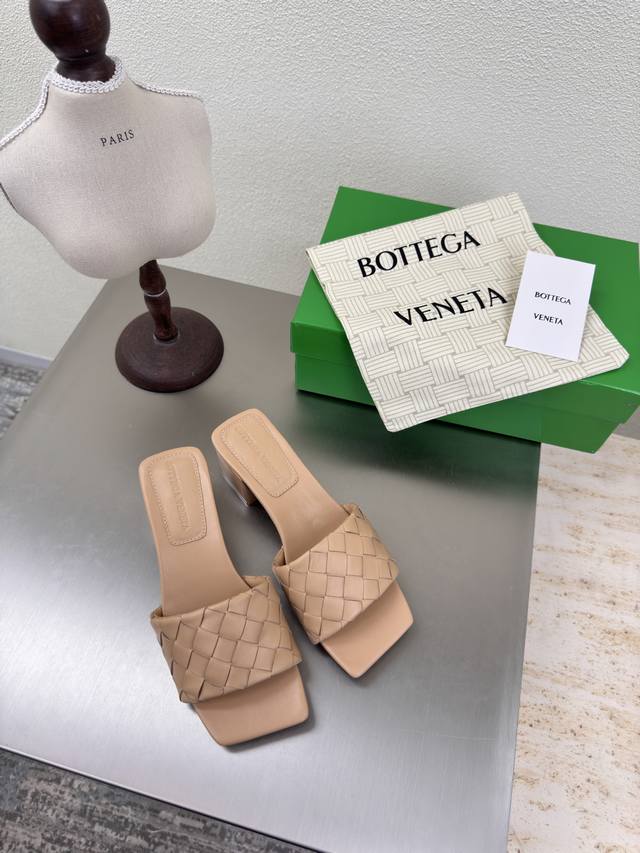 Bv Parco Mule square mid-heel ladies' Muller slippers seriesHeel height 4.5Cm Or