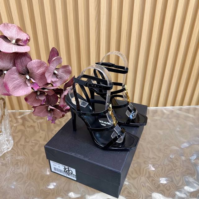 Top quality Saint Laurent Lee metal diamond chain pointed high heels Ysl sister