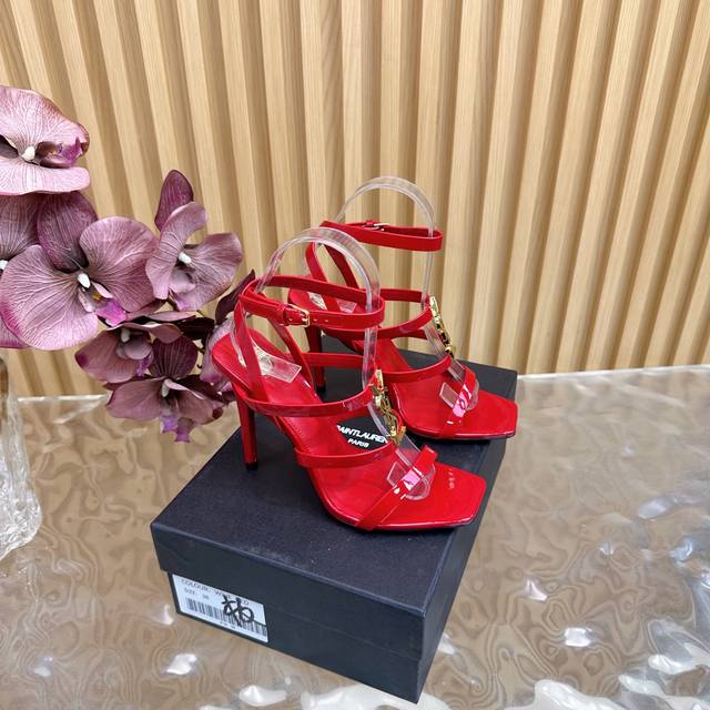 Top quality Saint Laurent Lee metal diamond chain pointed high heels Ysl sister