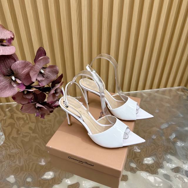 Gianvito Rossi 2025 classic pointed sequin leopard print high heels half slip It
