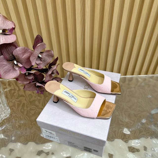 High version Jimmy Choo fish mouth cat heel slippers The best companion for you