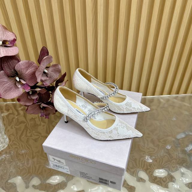 Jimmy Choo Jimmy Choo classic diamond chain pointed high-heeled slippers The cry