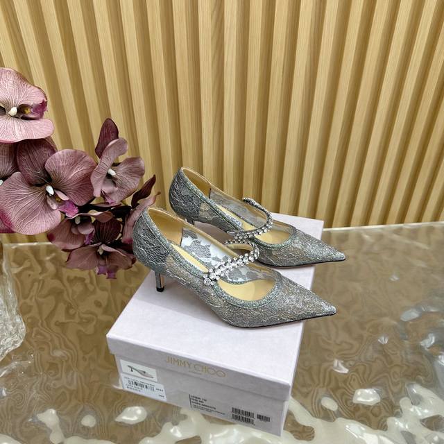 Jimmy Choo Jimmy Choo classic diamond chain pointed high-heeled slippers The cry