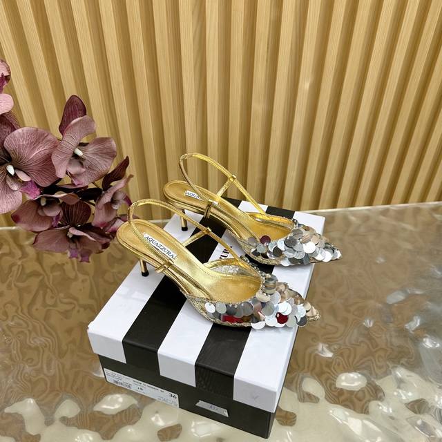 Aquazzura 2025 new top version pineapple ladies fantasy high heel sandals origin