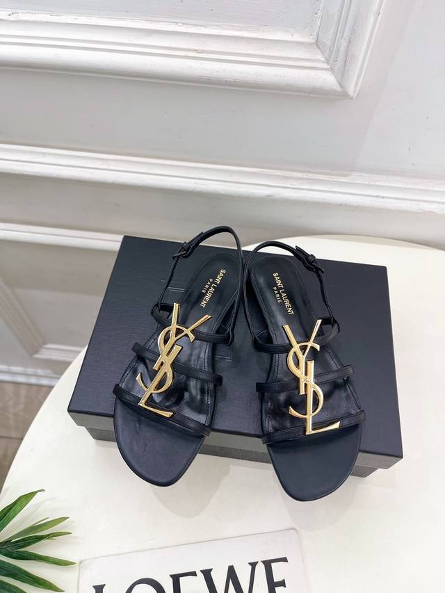Sain*Laurent Saint Laurent 2025 early spring new product Ysl big logo flat sanda