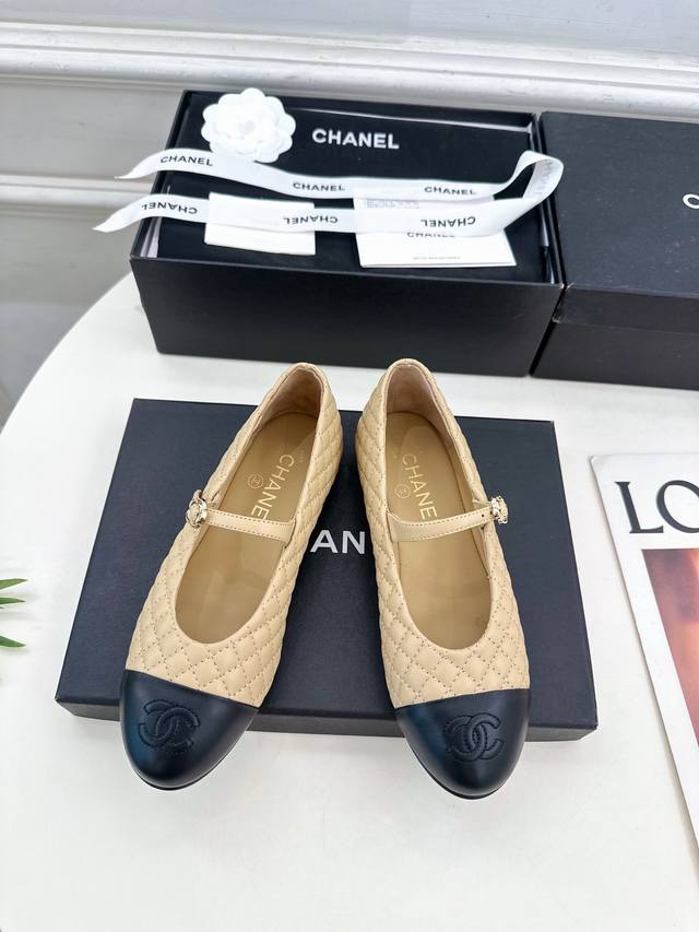Chanel 25 2025 Spring and Summer New Chanel Diamond Colorblock Mary Jane Shoes