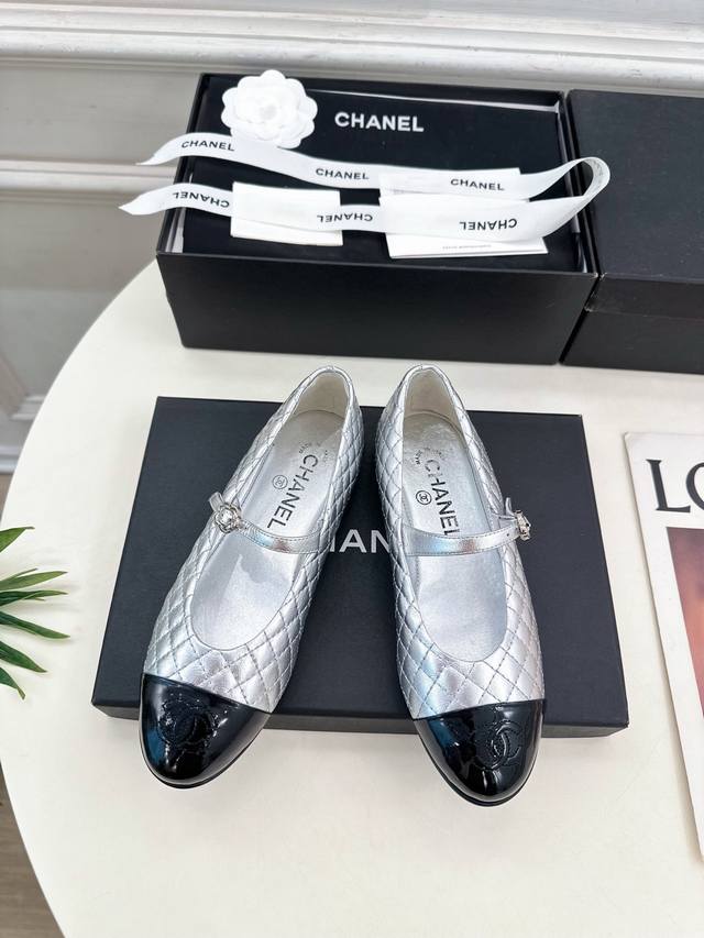 Chanel 25 2025 Spring and Summer New Chanel Diamond Colorblock Mary Jane Shoes