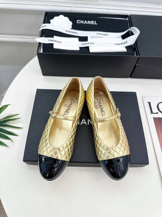 Chanel 25 2025 Spring and Summer New Chanel Diamond Colorblock Mary Jane Shoes
