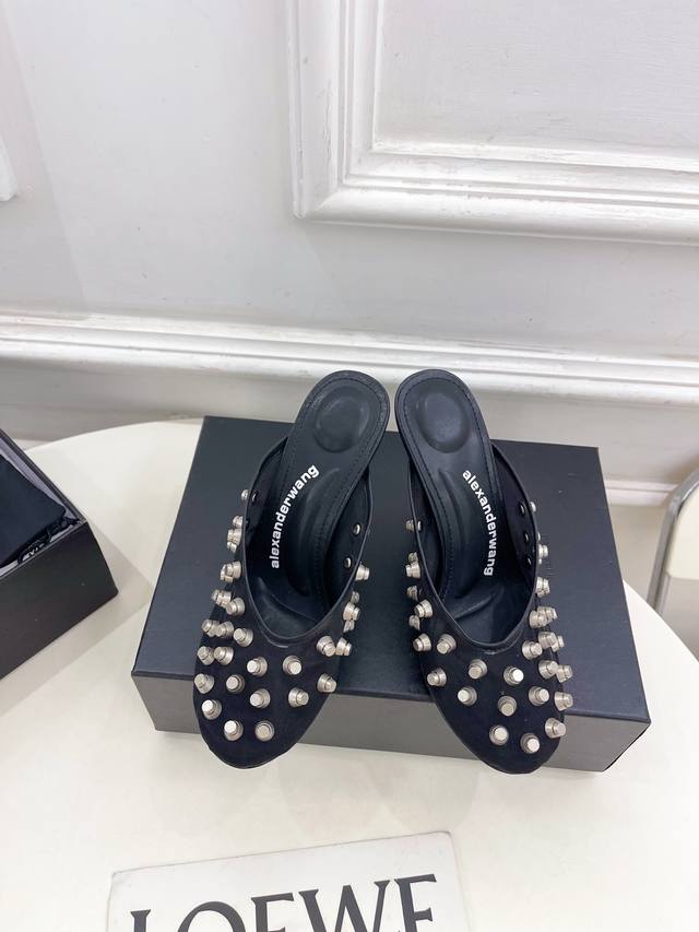 Alexander Wang 2025 Spring and Summer New Product King Riveted Mesh High-Heeled
