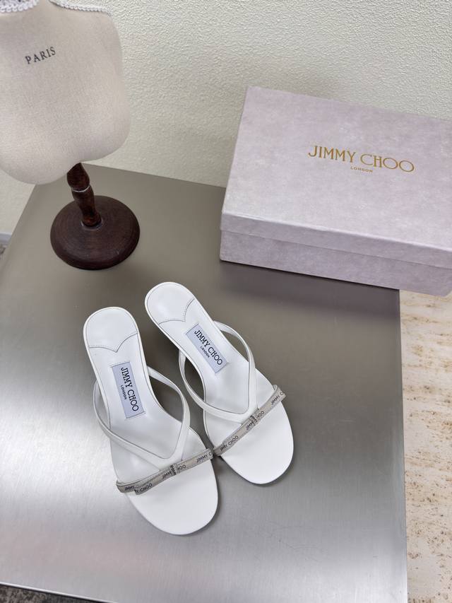 Simple webbing logo slippers 25 Accessories series Jimmychoo Collins Store White