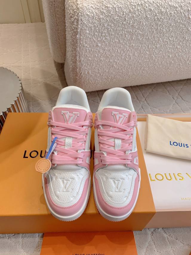 factory price P pink only women's size Louis Vuitto*classic Trainer series sneak