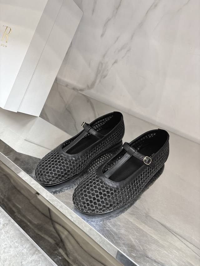 The Row 2025 new sexy fishnet shoes A pair of super breathable flat shoes In the