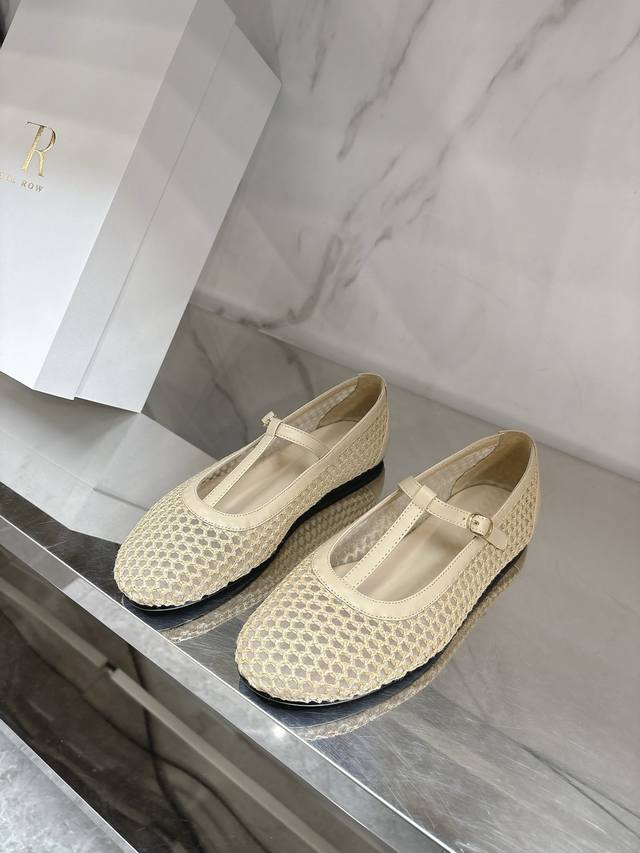 The Row 2025 new sexy fishnet shoes A pair of super breathable flat shoes In the