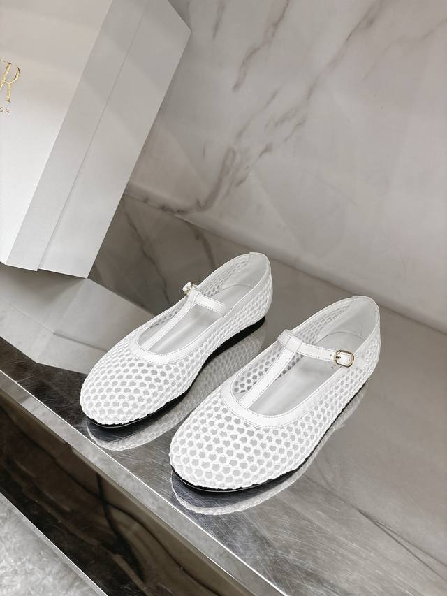 The Row 2025 new sexy fishnet shoes A pair of super breathable flat shoes In the