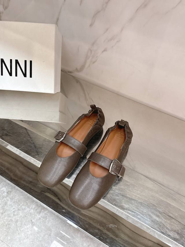 Ganni 25 early spring new ballet shoes purchasing quality small square head, ret