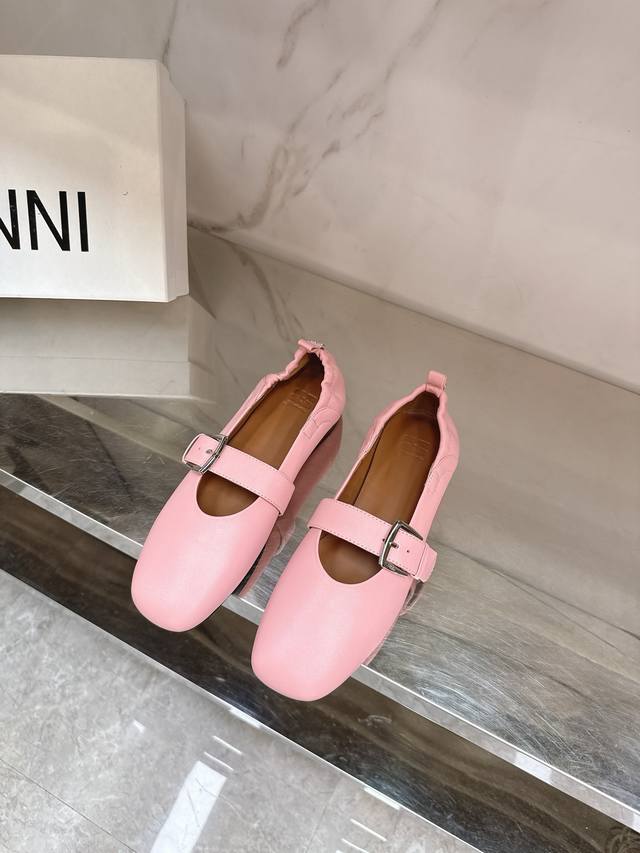 Ganni 25 early spring new ballet shoes purchasing quality small square head, ret
