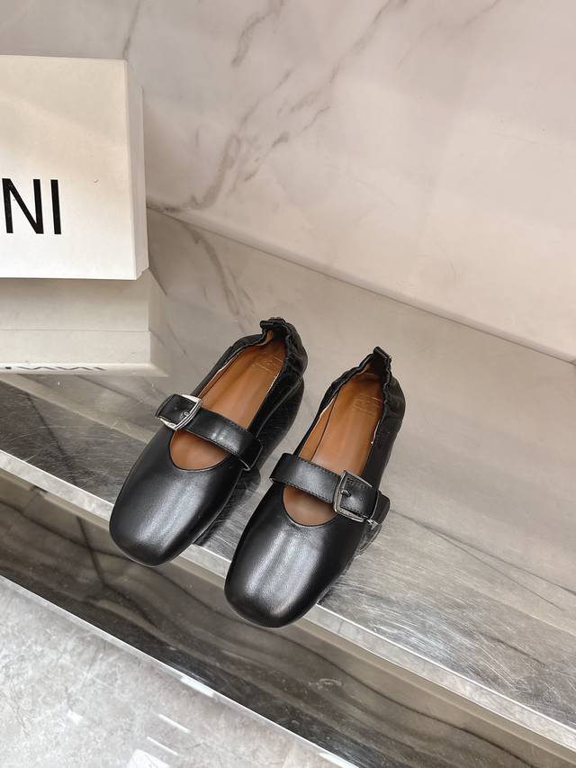 Ganni 25 early spring new ballet shoes purchasing quality small square head, ret