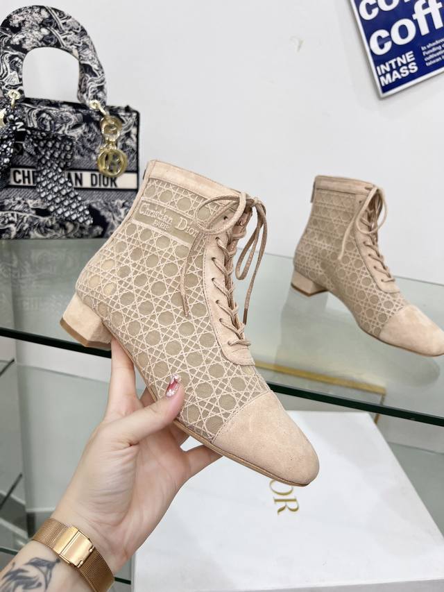 Factory Price Pp: J'Adior Embroidered Jacquard Mesh Boots Dior Plaid Three-Dime