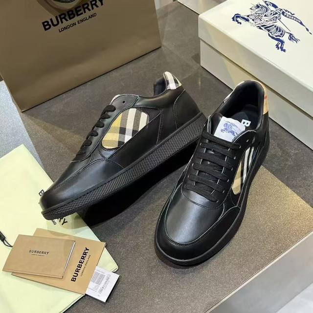 Men's Size +10! Italian-made sneakers in smooth calfskin with contrast cuffs an