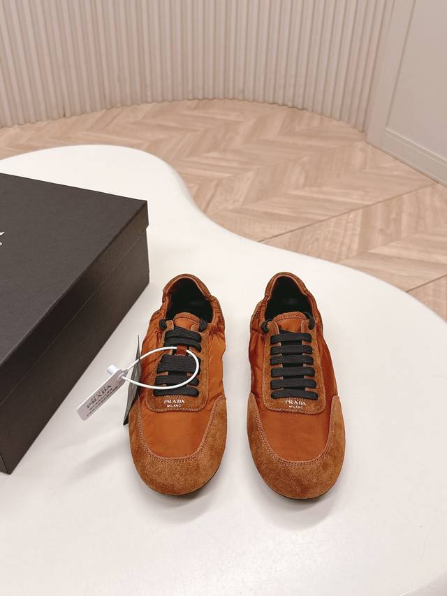 New color series Prada Collapse Recycled Nylon and Suede Leather Stretch Sneake