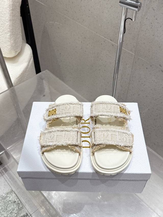 Purchasing-level Dior 25 Dioract flat open-toe one-strap sandals beach slippers